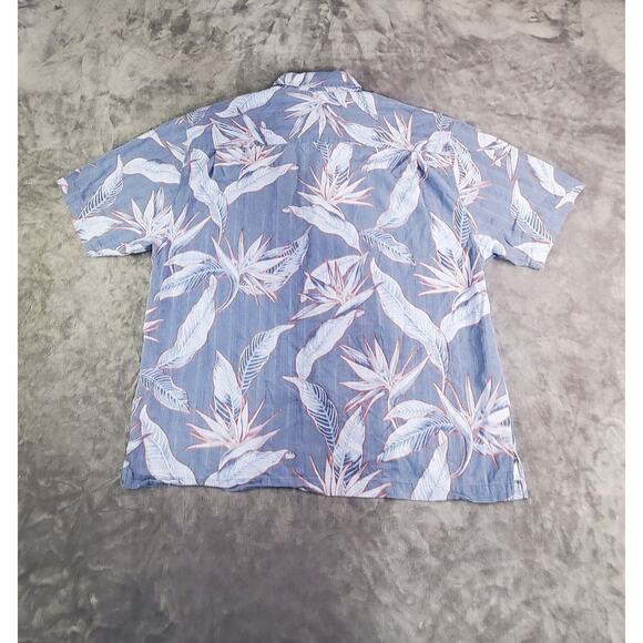 JAMAICA JAXX Shirt Men Sz 2XL 100% Silk Blue Tropical Leaves Hawaiian Camp Loop - Picture 8 of 9
